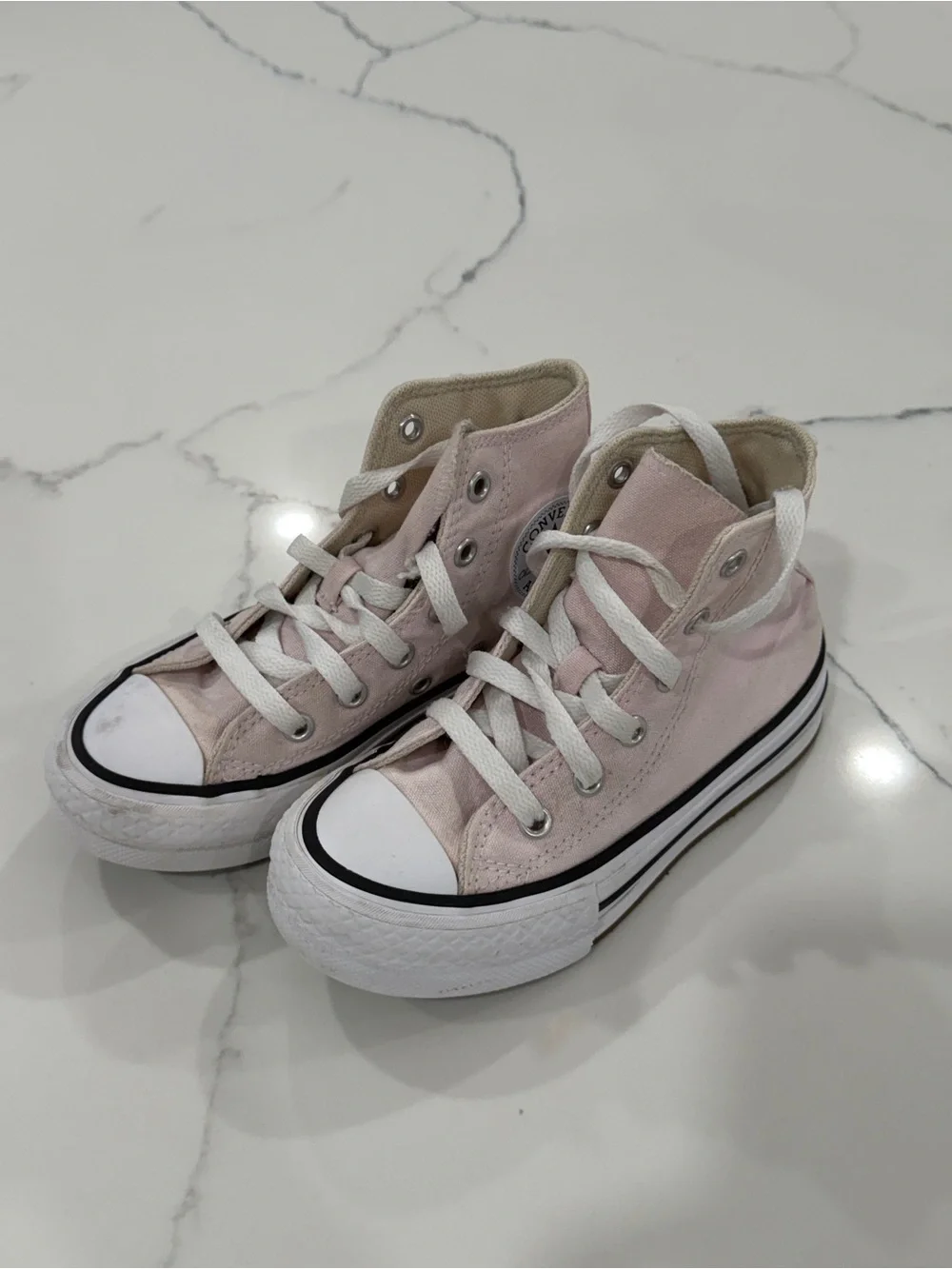 Converse High Top Sneakers in Pale Pink and White